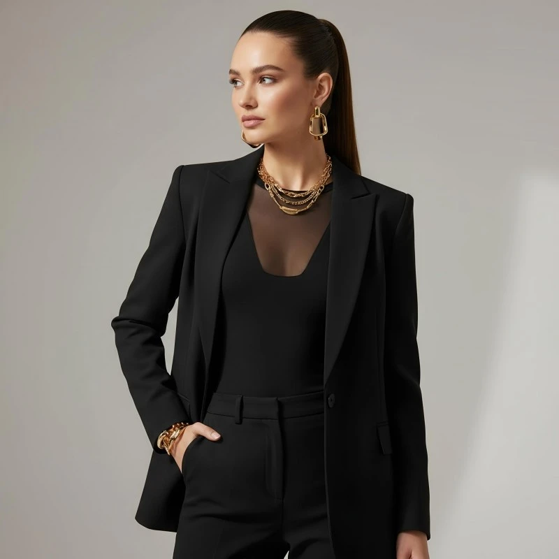 Evoni луксозно дамско боди с тюлен акцент M черно